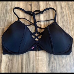 Victoria’s Secret PINK Strappy Caged Black Bikini Top
